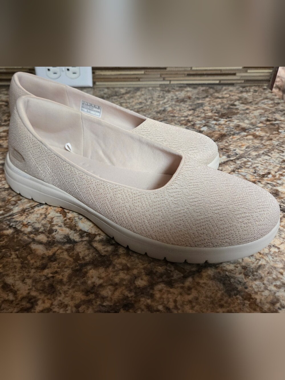 Skechers Goga Mat Women's Slip-On Flats in Light Beige - Picture 2 of 7